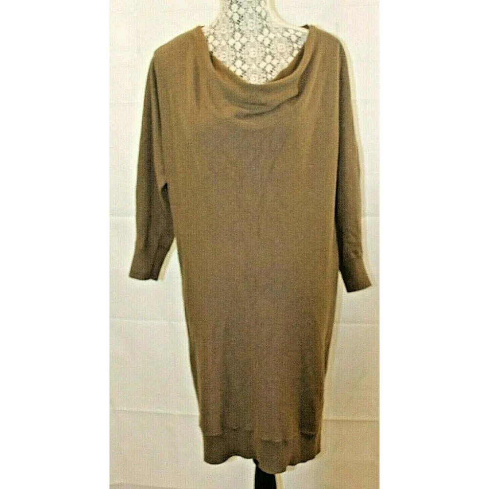 Michael Kors Sweater Dress Cowl Neck Zip Shoulders Womens Size M